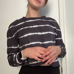 Blue/Black Tie Dye Striped Crop Top!
